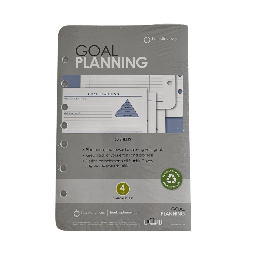 New Franklin Covey Goal Planning 50 Sheets - Size 4, Classic 5.5" by 8.5" Size